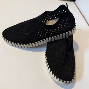 Ilse Jacobsen Black Perforated Slip-On Sneakers